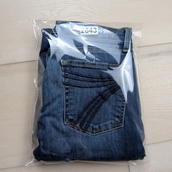 7 For All Mankind Dojo Jeans Womens 28 Blue Flare Stretch Denim 34" Inseam Boho - Picture 14 of 14